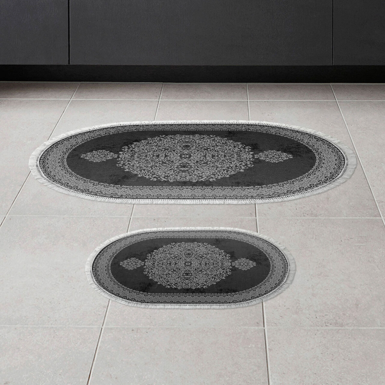 Set covorase de baie, L'essentiel Maison, 410602, Alb/Negru - imagine 5